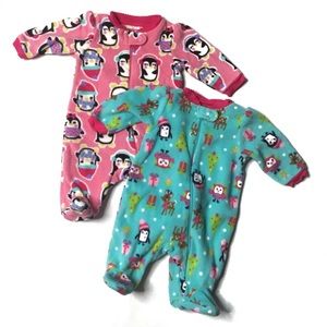GARANIMALS One Piece Outfits Footed Fleece Penguins Bundle of Two Size Newborn